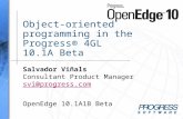 Salvador Viñals Consultant Product Manager svi@progress.com OpenEdge 10.1A1B Beta Object-oriented programming in the Progress® 4GL 10.1A Beta.