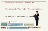 Personnel/Payroll Association – September 2008 1 Personnel/Payroll Association PPA Meeting – September 23, 2008.