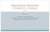 WEEK 1 COURSE INTRODUCTION INTRODUCTION TO OPERATING SYSTEMS OPERATING SYSTEM STRUCTURES Operating Systems CS3013 / CS502.