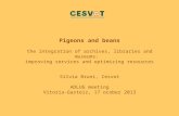 Pigeons and beans the integration of archives, libraries and museums: improving services and optimizing resources Silvia Bruni, Cesvot ADLUG meeting Vitoria-Gasteiz,