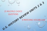 U.S. HISTORY REVIEW UNITS 2 & 3 25 MULTIPLE CHOICE QUESTIONS 8 MATCHING VOCABULARY.