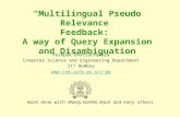 “Multilingual Pseudo Relevance Feedback: A way of Query Expansion and Disambiguation Pushpak Bhattacharyya Computer Science and Engineering Department.