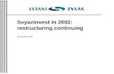 Svyazinvest in 2002: restructuring continuing November 2002.
