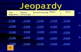 Jeopardy The Beginning Constitution Misc. $100 $200 $300 $400 $500 $100 $200 $300 $400 $500 Power Basic Principles.