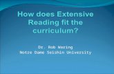 Dr. Rob Waring Notre Dame Seishin University. What is ER/EL? Aims to practice and deepen knowledge of already met grammar and vocabulary Aims to build.