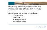 WoodFocus Realizing market possibilities for increased use of wood in Norway A national strategy including: Promotion Research Competence Investments.