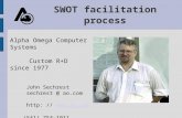 SWOT facilitation process Alpha Omega Computer Systems Custom R+D since 1977 John Sechrest sechrest @ ao.com http: //  (541) 754-1911.