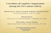 Correlates of cognitive impairment among the Sri Lankan elderly 12 th Global Conference on Aging Hyderabad, India June, 2014 Bilesha Perera, Nayana Fernando.