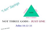 NOT THREE GODS - JUST ONE John 10:22-33 FATHER SON HOLY SPIRIT.