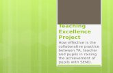 Teaching Excellence Project How effective is the collaborative practice between TA, teacher and pupils in raising the achievement of pupils with SEND.