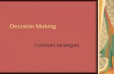 Decision Making Common Strategies. The Decision-Making Process… 1.Identify the Problem 2.Gather information and list alternatives 3.Consider consequences.
