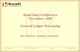 Kuali Days Conference November, 2008 General Ledger Processing Bill Overman, Indiana University.