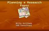 Planning a Research Paper Milly Grillone FAO Consultant.