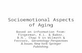 Socioemotional Aspects of Aging Based on information from: Fingerman, K.L. & Baker, B.N., Chap 9 in Wilmoth & Ferraro, Gerontology: Perspectives & Issues.