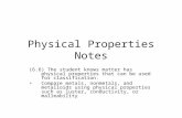 Physical Properties Notes (6.6) The student knows matter has physical properties that can be used for classification. Compare metals, nonmetals, and metalloids.