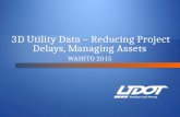 3D Utility Data – Reducing Project Delays, Managing Assets 3D Utility Data – Reducing Project Delays, Managing Assets WASHTO 2015WASHTO 2015.