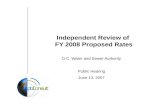 Independent Review of FY 2008 Proposed Rates D.C. Water and Sewer Authority Public Hearing June 13, 2007.