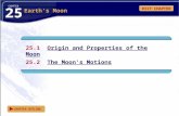 EXIT CHAPTER CHAPTER 25.1 Origin and Properties of the Moon 25.2 The Moon’s Motions CHAPTER OUTLINE Earth’s Moon.