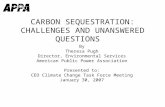 CARBON SEQUESTRATION: CHALLENGES AND UNANSWERED QUESTIONS By Theresa Pugh Director, Environmental Services American Public Power Association Presented.