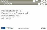 Www.nanodiode.eu Presentation 1: Examples of uses of nanomaterials at work.