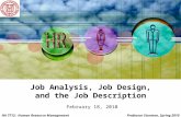 HA 7712: Human Resource ManagementProfessor Sturman, Spring 2010 Job Analysis, Job Design, and the Job Description February 18, 2010.