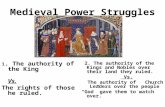 Medieval Power Struggles 1. The authority of the King Vs. The rights of those he ruled. 2. The authority of the Kings and Nobles over their land they ruled.