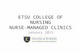 ETSU COLLEGE OF NURSING NURSE-MANAGED CLINICS January 2015.