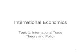 1 International Economics Topic 1: International Trade Theory and Policy.