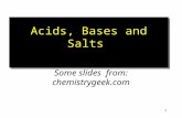1 Acids, Bases and Salts Some slides from: chemistrygeek.com.