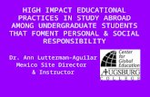 HIGH IMPACT EDUCATIONAL PRACTICES IN STUDY ABROAD AMONG UNDERGRADUATE STUDENTS THAT FOMENT PERSONAL & SOCIAL RESPONSIBILITY Dr. Ann Lutterman-Aguilar Mexico.