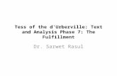 Tess of the d'Urberville: Text and Analysis Phase 7: The Fulfillment Dr. Sarwet Rasul.