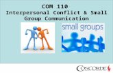 COM 110 Interpersonal Conflict & Small Group Communication.