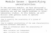 1 Module Seven : Quantifying uncertainties In the previous modules, we have discussed a variety of numerical and graphical methods for handling one and.