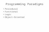 Programming Paradigms Procedural Functional Logic Object-Oriented.