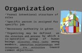 Organization Formal intentional structure of roles Specific person is assigned for specific job Necessary authority is given Organizing may be defined.