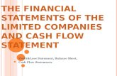 T HE F INANCIAL S TATEMENTS OF THE LIMITED C OMPANIES AND C ASH F LOW S TATEMENT Profit&Loss Statement, Balance Sheet, Cash Flow Statements.