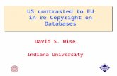 US contrasted to EU in re Copyright on Databases David S. Wise Indiana University.