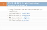 Block III, Unit II, Mechanism of Natural intelligence This unit has one main sections, presenting four mechanism:  Mechanism one: interaction  Mechanism.