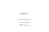 Optics Gabrielle DePetro Amy Chang Tiffany Chau. Introduction to Optics Optics- study of how light behaves Speed of light- 3 x 10^8 m/s Speed of sound-