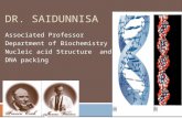 DR. SAIDUNNISA Associated Professor Department of Biochemistry Nucleic acid Structure and DNA packing.