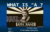 WHAT IS “A”? Tristram Jones, Ph.D. Tristram Jones, Ph.D. PS 512 Kaplan University, Unit I PS 512 Kaplan University, Unit I Ayn Rand famously asserted that.