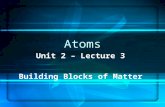 Atoms Unit 2 – Lecture 3 Building Blocks of Matter.