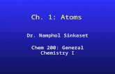 Ch. 1: Atoms Dr. Namphol Sinkaset Chem 200: General Chemistry I.