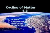 1 Cycling of Matter 4.3 1.WATER 2.CARBON-OXYGEN 3.NITROGEN 4.PHOSPHORUS.