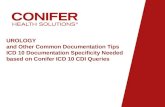 UROLOGY and Other Common Documentation Tips ICD 10 Documentation Specificity Needed based on Conifer ICD 10 CDI Queries.