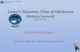 Eastern Shawnee Tribe of Oklahoma History Summit September, 2015 Constitutional History Professor G. William Rice, University of Tulsa College of Law.
