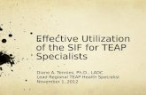 Effective Utilization of the SIF for TEAP Specialists Diane A. Tennies, Ph.D., LADC Lead Regional TEAP Health Specialist November 1, 2012.