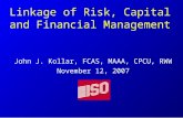 Linkage of Risk, Capital and Financial Management John J. Kollar, FCAS, MAAA, CPCU, RWW November 12, 2007.