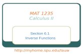 MAT 1235 Calculus II Section 6.1 Inverse Functions .