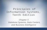 Principles of Information Systems, Tenth Edition Chapter 5 Database Systems, Data Centers, and Business Intelligence.